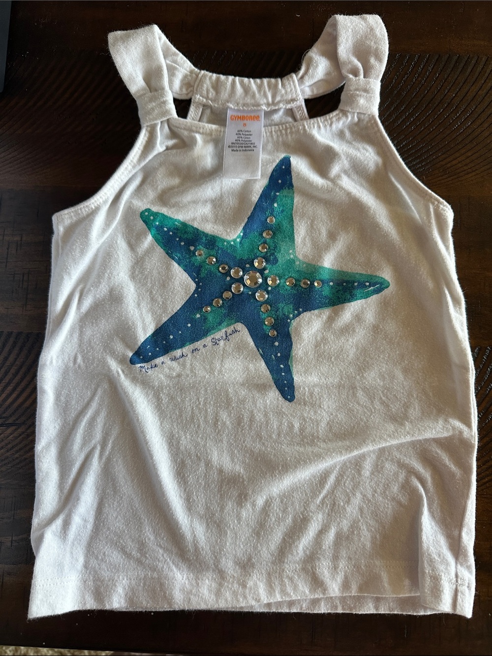 Gymboree White Tank Top with Blue and Green Starfish